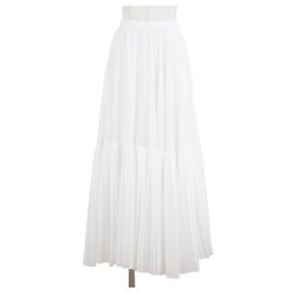 Falda plisada de algodón Christian Dior Blanco