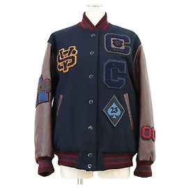 Coach Forever Collection Wool Leather Varsity Jacket Brown Blue Multiple colors Navy blue