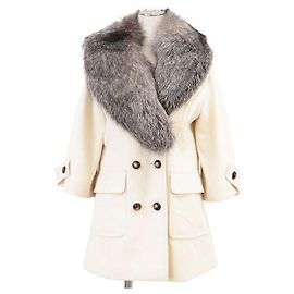 Autre Marque Rene Coat Wool Cashmere Blend Short Coat White Eggshell