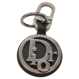 Porte-clés en cuir de veau Dior Oblique Noir