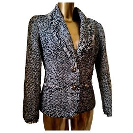 Luisa Spagnoli tweed wool jacket Black White
