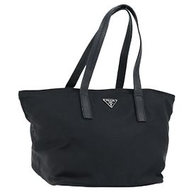 PRADA Borsa a mano in nylon nero argento Auth bs33442 Nero Argento