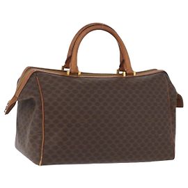 Céline Bolsa Boston em lona Macadam CELINE em couro PVC marrom dourado Auth ka2619 Marrom Dourado