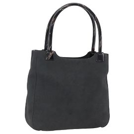 PRADA Sac à main en daim noir argent Auth 166861 Noir Argenté