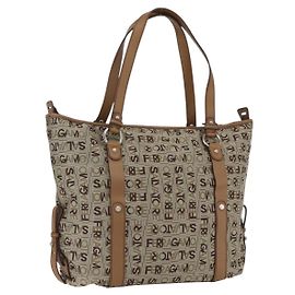 Salvatore Ferragamo Tote Bag Canvas Beige Auth bs33551 Beige