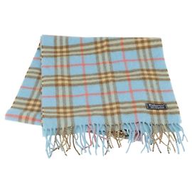 Écharpe en cachemire Nova Check de Burberrys Bleu Clair Auth am10659 Bleu clair