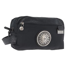 VERSACE Sunburst Clutch Bag aus Nylon Schwarz Silber Auth am10693 Schwarz Silber