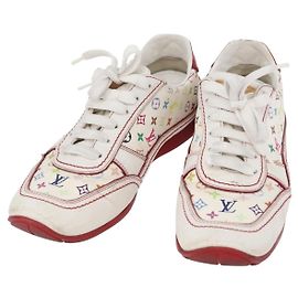 LOUIS VUITTON Monogram Multicolor Sneakers 36 1/2 White LV Auth 173253 White