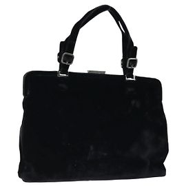 PRADA Borsa a Mano Velluto Nero Argento Auth bs33444 Nero Argento
