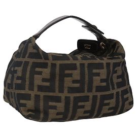 FENDI Zucca Canvas Handtasche Schwarz Braun Auth ep13371 Braun Schwarz