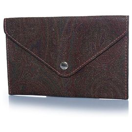 Etro, leather paisley printed  clutch Brown Multiple colors
