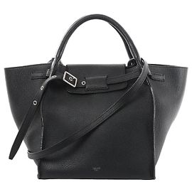 Céline CELINE Bolsa Grande Pequena de Couro 2em1 Preta Preto