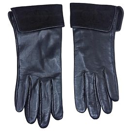 Luvas de couro pretas Christian Dior Preto