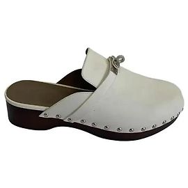 Hermès Carlotta Clogs White Leather White