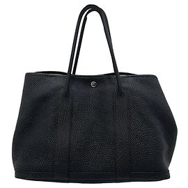 Sac Hermès Garden Party en cuir noir Noir