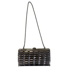 Pochette Judith Leiber Goddess Métal Argenté et Python Argenté