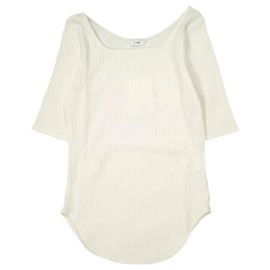 Autre Marque CLANE RIB DEEP NECK TOPS Cotton Polyester Tops White