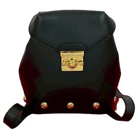 Salvatore Ferragamo Leather Backpack Black