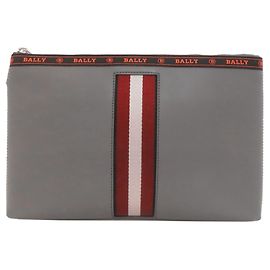 BALLY Clutch Striato in Pelle per Donna Marrone