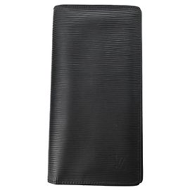 LOUIS VUITTON Portafoglio Bifold Long Brazza in Epi Nero e Nero, Uomo, Nero