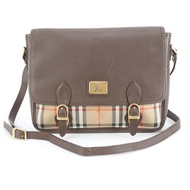 Burberry Nova Check Leder-Canvas Umhängetasche für Männer Braun