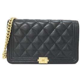 Cadena de billetera Chanel Boy Line Negro