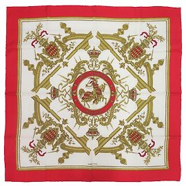 Cachecol/lenço de seda Hermès Carré DEO JUVANTE MONACO como novo em vermelho, branco e dourado Vermelho