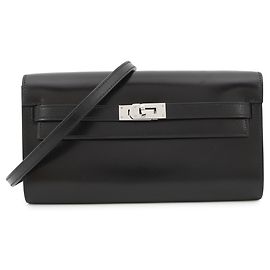 Hermès Kelly Wallet Long Go Black/Box Calf Leather U Stamp HERMES Black Black
