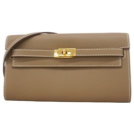 Hermes Hermès Kelly Wallet Go Shoulder Wallet, Epsom Leather, K Stamp, Women's Brown