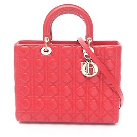 Borsa Dior Lady Large Cannage in pelle, Donna, Rossa, - Rosso