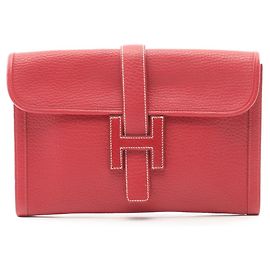 Hermès Jige PM Borsa Second/Borsa Clutch, Pelle Fjord, Donna, Rosso Rosso