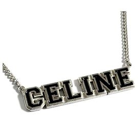 Céline Collana Pendente da Uomo Celine con Logo in Argento Argento