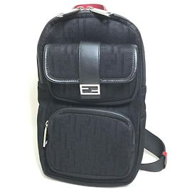 FENDI Zucca FF Pattern Belt Bag, Crossbody/Shoulder Fabric/Leather, Men's, NERO, Black/Red Black