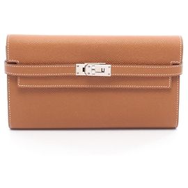 Hermes Hermès Kelly Wallet, long bifold wallet, leather, Epsom women's, brown Brown