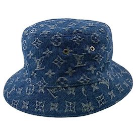 LOUIS VUITTON Bucket Hat, Monogram Essentials, Blau, Unisex, Blau