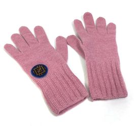Luvas com patch Zucca FENDI com logo, em lã e caxemira, rosa, como novo Rosa
