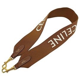 Céline CELINE Logo Schultergurt Canvas Leder Tasche Braun Braun