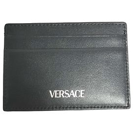 Visitenkartenetui/Passe-Case aus Leder mit VERSACE-Logo - Schwarz für Damen Schwarz