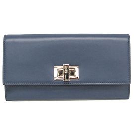 Fendi Peekaboo Women's Leather Long Wallet (fold) Navy Navy blue