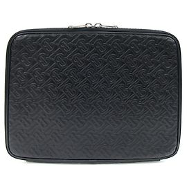 Borsa a tracolla Burberry TB Monogram per laptop in pelle nera, documento PC da uomo BURBERRY Nero
