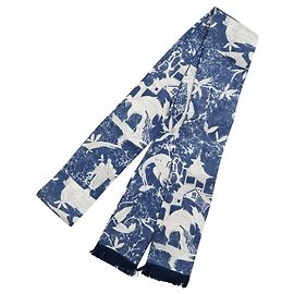 Cachecol de seda Valentino azul e branco Azul