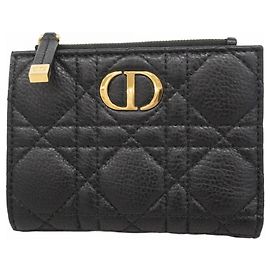 Portafoglio in pelle Caro Christian Dior nero da donna Nero
