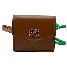 Miu Miu MIUMIU Llave de Bolsa Charm de Cuero x Cuerda Trick Cartera Marrón Castaño
