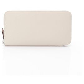 Hermes Hermès Azap Long Silk-in Cle Round Wallet, Epsom Leather, Women's, White White