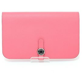 Hermès Cartera Larga Dúo HERMES Dogon GM Evercolor Rosa Y Stamp Rosa