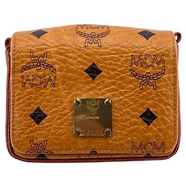 MCM Glam Visetos Pouch, Brown, Women's Brown