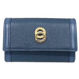 Bulgari BVLGARI Doppio Tondo Key Case Blue Slate Gold Blue