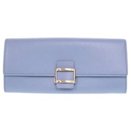 Like new Roger Vivier leather blue long wallet Blue