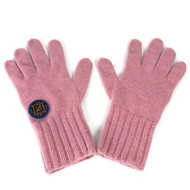 Luvas de lã e caxemira FENDI Zucca Patch para mulheres - Rosa Rosa