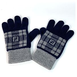 Luvas bicolores Check FF da Fendi azul marinho e cinza Azul marinho